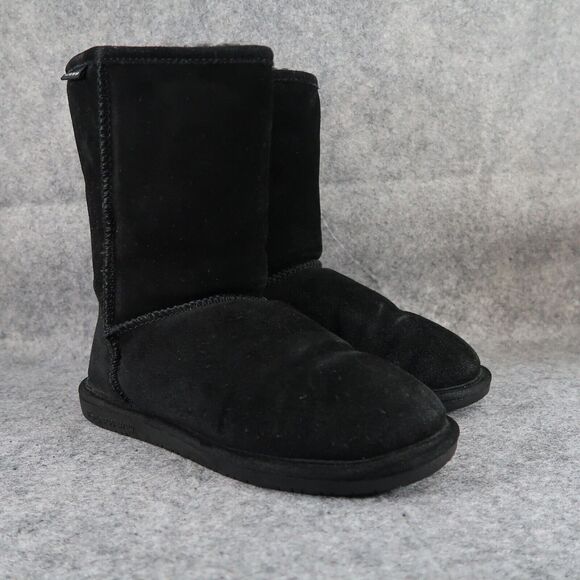 Bearpaw Shoes Womens 9 Boots Winter Comfort Warm Emma Short Leather Wool Black - Picture 1 of 14